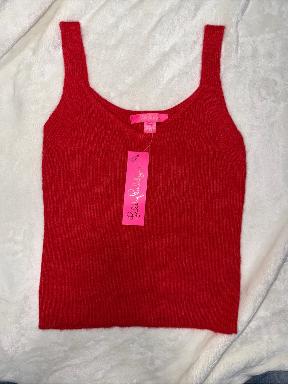 NWT Lilly Pulitzer Vibrant Red Sweater Knit Tank-XXS